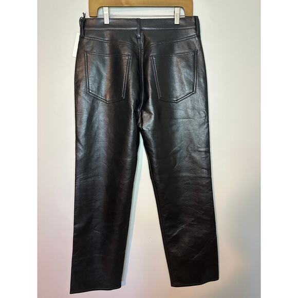 AGOLDE NEW 90s Pinch Waist Recycled Leather Size 31 Black Detox A164-1286 - Picture 7 of 11
